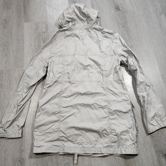 Vintage Women Fossil Windbreaker Long Pearl Snap Jacket Utility Sz Small Hooded - Picture 6 of 9